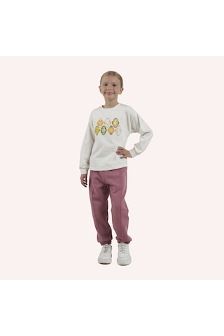 Panço Kız Çocuk Baskılı T-shirt Ekru 2421gk05010-4998 001