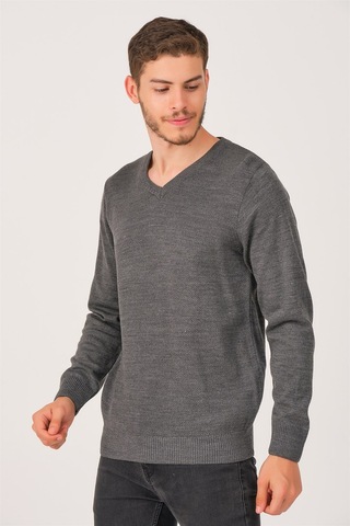 V0002 Dewberry Erkek V Yaka Kazak-füme Füme