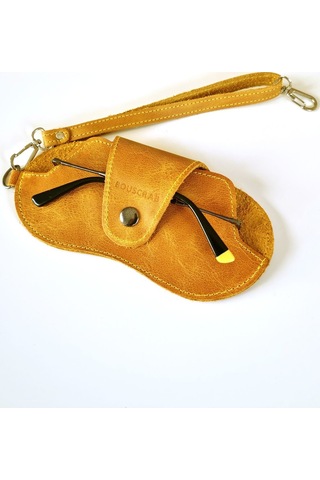 Bouscrab Gerçek Deri Özel Tasarım Gözlük Kılıfı Sarı