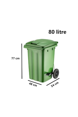 Omnipazar Sy-6504 Pedallı Tekerlekli Kapaklı Çöp Konteyneri 80 Lt Yeşil Yeşil