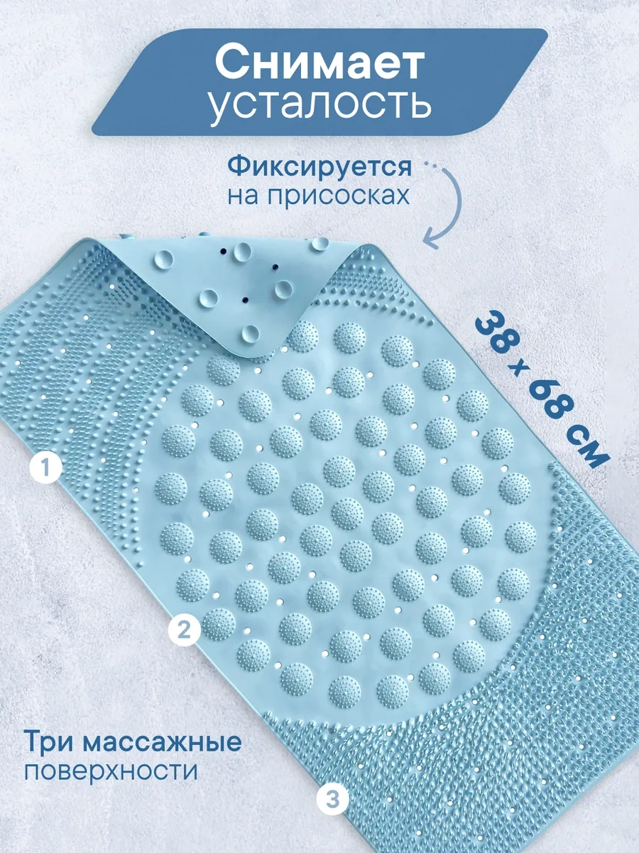 Vılına Vantuzlu Kaymaz Banyo Paspası 166891680 Açık Mavi