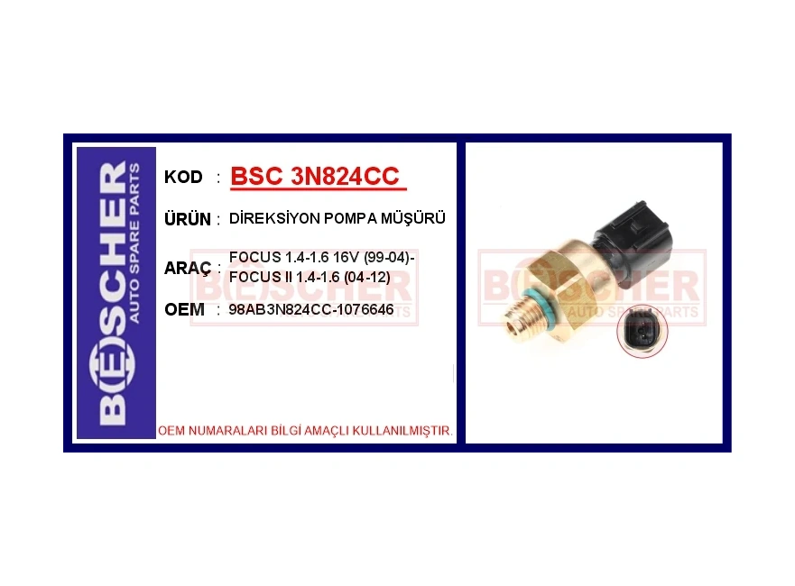 Direksiyon Pompa Müşürü Focus 1.4-1.6 165 1999-2004 -focus 2 1.4-1.6 2004-2012 98ab3n824cc 1076646