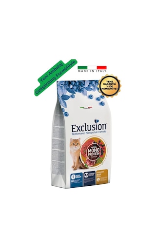 Exclusion Düşük Tahıllı Monoprotein Sığır Etli Narlı Kısırlaştırılmış Kedi Maması 12 KG