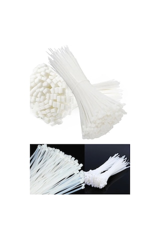 Kablo Bağı- Plastik Kelepçe - 3.6 X 150 Mm - Cırt Kelepçe Beyaz 100 Adet Paket Klips1