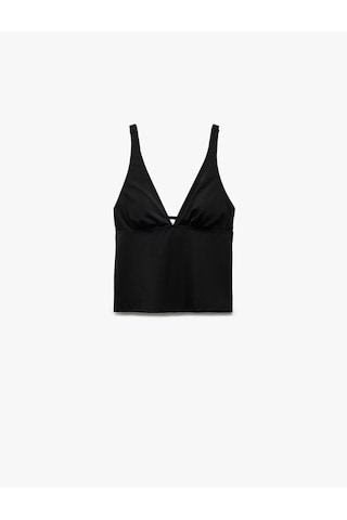 Koton V Yaka Askılı Tankini Üst Siyah 5sak10188mm Siyah