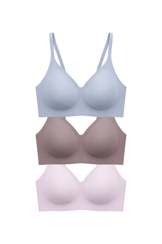 Cottonill Seamless Bra - Aurea Lazer Kesim Dikişsiz Kontur Detaylı Balensiz Kadın Sütyen 3'lü Paket Çok Renkli