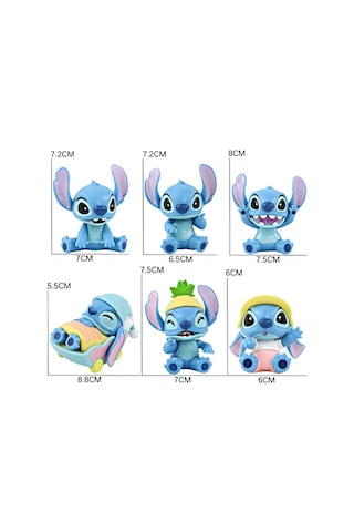 Stitch Mini Koleksiyon Figürü Pvc Dekoratif Figür Rastgele 1 Adet