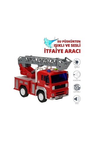 Işıklı, Seslı Ve Su Atıcılı Oyuncak Itfaiye Aracı 1:16 Kırmızı