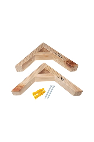Doğal Ahşap Duvar Raf Ayağı 16x16cm Dayanıklı 90 Derece (2li set)