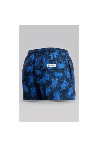Wild Wood Garment Wild Wood "deep Blue Crab" Yengeç Desenli Hızlı Kuruyan Erkek Deniz Şortu Mavi