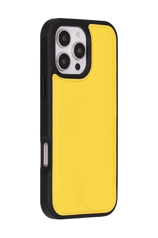 Cüzdan Taşıma Derdi Olmadan İphone 16 Pro Max Uyumlu Hakiki Deri El Yapımı Kart Yuvalı Kılıf Pastel Sarı Diğer