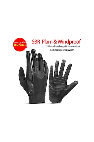 Rockbros S208bk Bir Çift Suya Dayanıklı Dokunmatik Ekran Şok Emici Tam Parmak Bisiklet Eldiveni