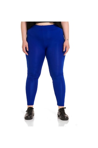 Büyük Beden Beli Lastikli Bilek Hizasında İndigo Bayan Tayt