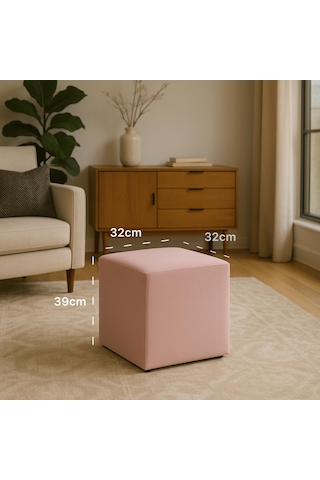 A5 Home Kare Puf Açık Pembe