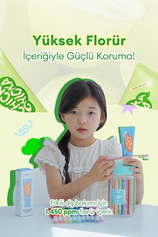 Renkli, Çürüklere Karşı Etkili Çocuk Diş Macunu Kundal Chicka Smile Kids Toothpaste Shine Muscat