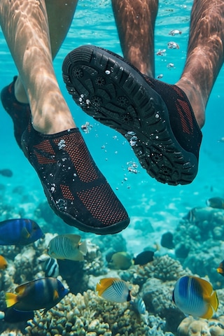 Waveglıde - Esnek Siyah - Turuncu Unisex Deniz Ve Plaj Ayakkabısı, Nefes Alabilir Ve Hızlı Kuruy...