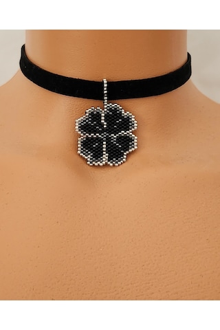 Miyuki Siyah Yonca Choker Kolye 01 - Siyah