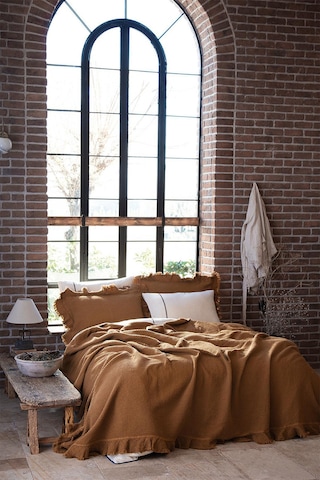 Ecocotton Dina Kahve Çift Kişilik %100 Organik Pamuk Pike/yatak Örtüsü Kahverengi