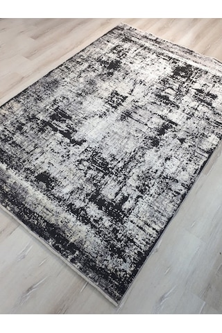 Tuğra Halı Rustic 1076 Siyah Gri 160X230 Cm Saçaklı Salon Halısı