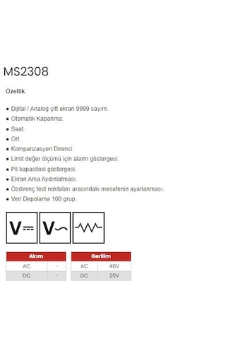 Mastech Ms2308 Gelişmiş Toprak Direnci Test Cihazı
