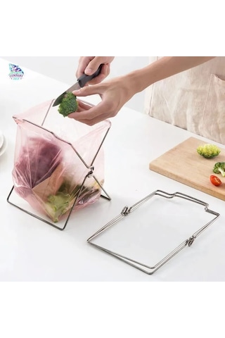 Xiyyadms Paslanmaz Çelik Mutfak Çöp Poşeti Tutucu, Konforlu Tahta Üstü Montajlı, Dayanıklı Ve Rust-önleyici, Gümüş Rengi, 1 Adet