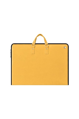 40x55 Cm Suni Deri Saplı Ve Askılı Resim Proje Çantası Sarı 35x50 Cm Uyumlu, Cepli
