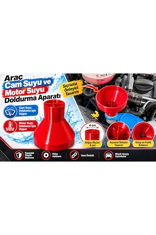Araç Cam Suyu Ve Motor Suyu Doldurma Hunisi 4 Cm Boğazlı Sıçrama Önleyici Aparatı