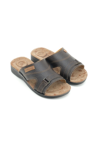 Gezer Erkek Yazlık Pu Taban Suni Deri Koleksiyon Rahat Taban Günlük Terlik Kahve