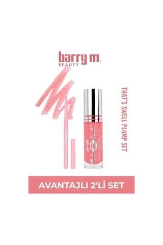 Barry M That's Swell Peptide Dudak Lip Gloss Set Lip Liner Ve Lip Gloss Rose Radiance Sedefli Pembe