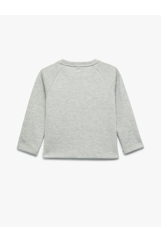 Koton Düğmeli Uzun Kollu Bisiklet Yaka Pamuklu Sweatshirt Gri 7wmb10016tk
