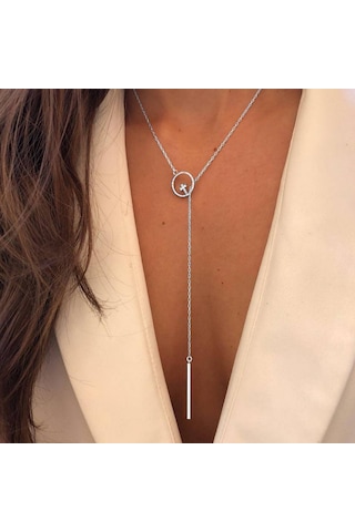 Çapraz Yuvarlak Metal Çubuk Alaşımlı Uzun Kazak Zincir Kolye Sku1130 Çok Renkli