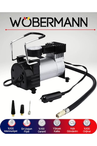 Wöbermann 150 Psı Metal Gövdeli Hava Kompresörü Taşınabilir Oto Lastik Şişirme Pompası 12v Çakmak Girişli