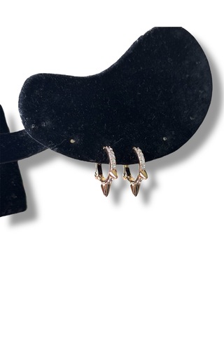 Çivili Taşlı Bronz Halka Çelik Küpe Bronz