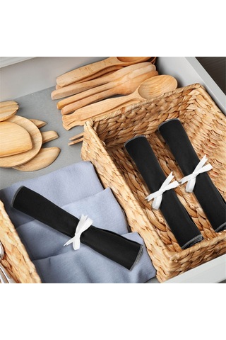 12'li Set Gümüş Koruma Torbası, Anti-pas Keçe Çanta Black