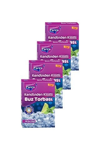 Kendinden Kilitli Buz Torbası 196 Buz Küpü 4 Paket