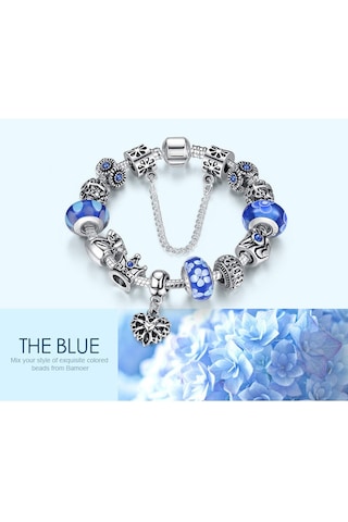 Yeni Moda Charm Bilelik Mavi Queen Charmlı+ Sevgililer Günü