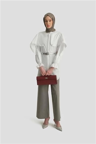 Armine Yüksek Bel Bol Baça Pantolon 25y2812 Gri Gri