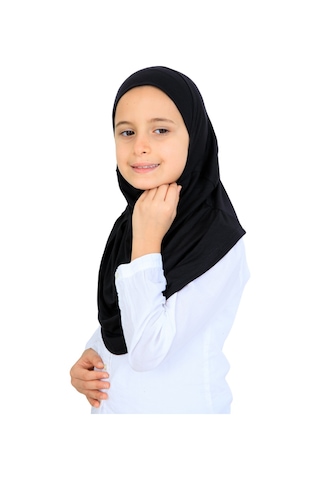 Modish Group Kız Çocuk Hazır Başörtüsü Pratik Penye Şal Tesettür Giyim Siyah