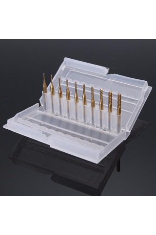 Cnc End Mill Gravür Kesici Karbür 10 Adet 0.8/3.175mm Pcb, Smt, Cnc Matkap Uç