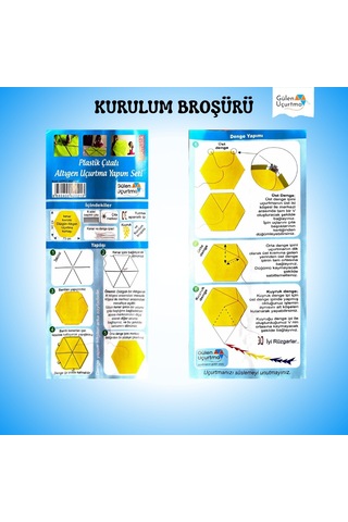 Uçurtma Yapım Seti / Naylon Altıgen / Plastik Çıtalı / Mavi