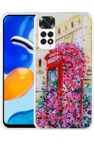 Redmi Note 11 Global Kılıf Simli Desenli Kamera Korumalı Parlak Popy Kapak - Kulübe Kulübe
