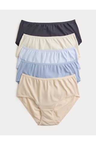 Marks & Spencer 5'li Cotton Lycra Short Külot Seti Mavi Mix