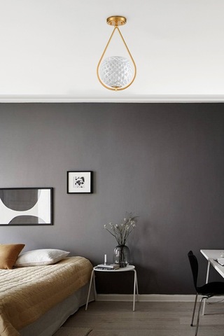 Damla Camlı Tekli Modern Hol Salon Oturma Odası Giriş Tekli Avize Beyaz
