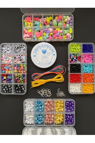 Ipli Klasik 4 Kutulu Hobi Takı Yapma Seti Kolye Bileklik Telefon