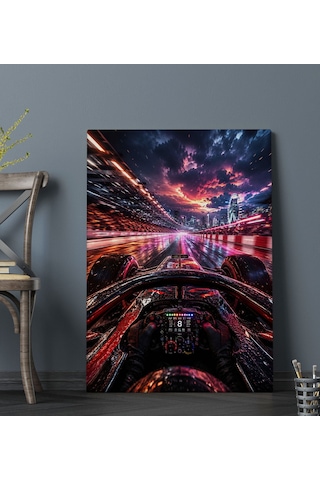 Bk Gift Formula Yarışı Ve Yarış Arabası Temalı Modern Kanvas Duvar Tablosu-2 50x70 Cm