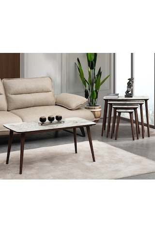 Vovvahome Luci 4lü Mdf Ahşap Zigon Sehpa Ve Orta Sehpa - Beyaz