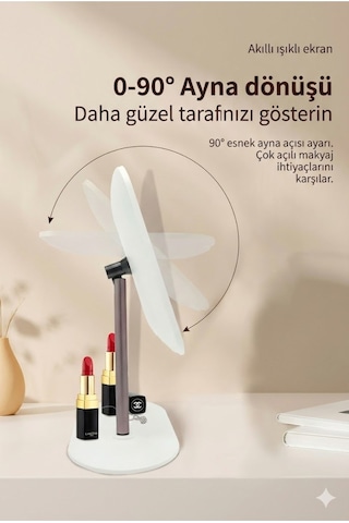 Büro Ev Ofis Kişisel Makyaj Bakımı İçin 3 Renk Led Işıklı Dikdörtgrn Dokunmatik Ayarlı Ayna Çok Renkli