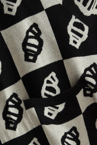 Ice Cream Checkerboard Cardigan In Cotton & Wool Çok Renkli, Jakarlı Dama Desenli Hırka Siyah