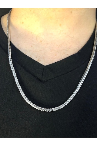Vog Unisex 2.5mm 60 Cm Çelik Tilki Kuyruğu Beyaz Renk Sevgiliye Eşe Babaya Hediye Kolye Beyaz