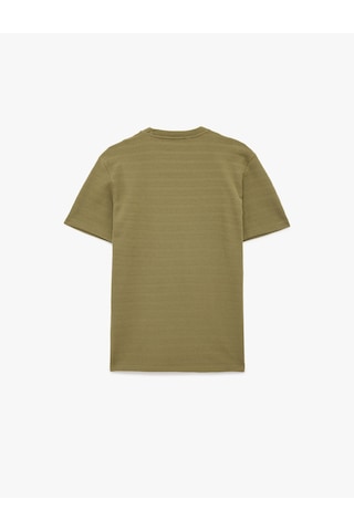 Koton Kısa Kollu Dokulu Bisiklet Yaka Pamuklu Slim Fit Tişört Haki 6sam10281mk Haki